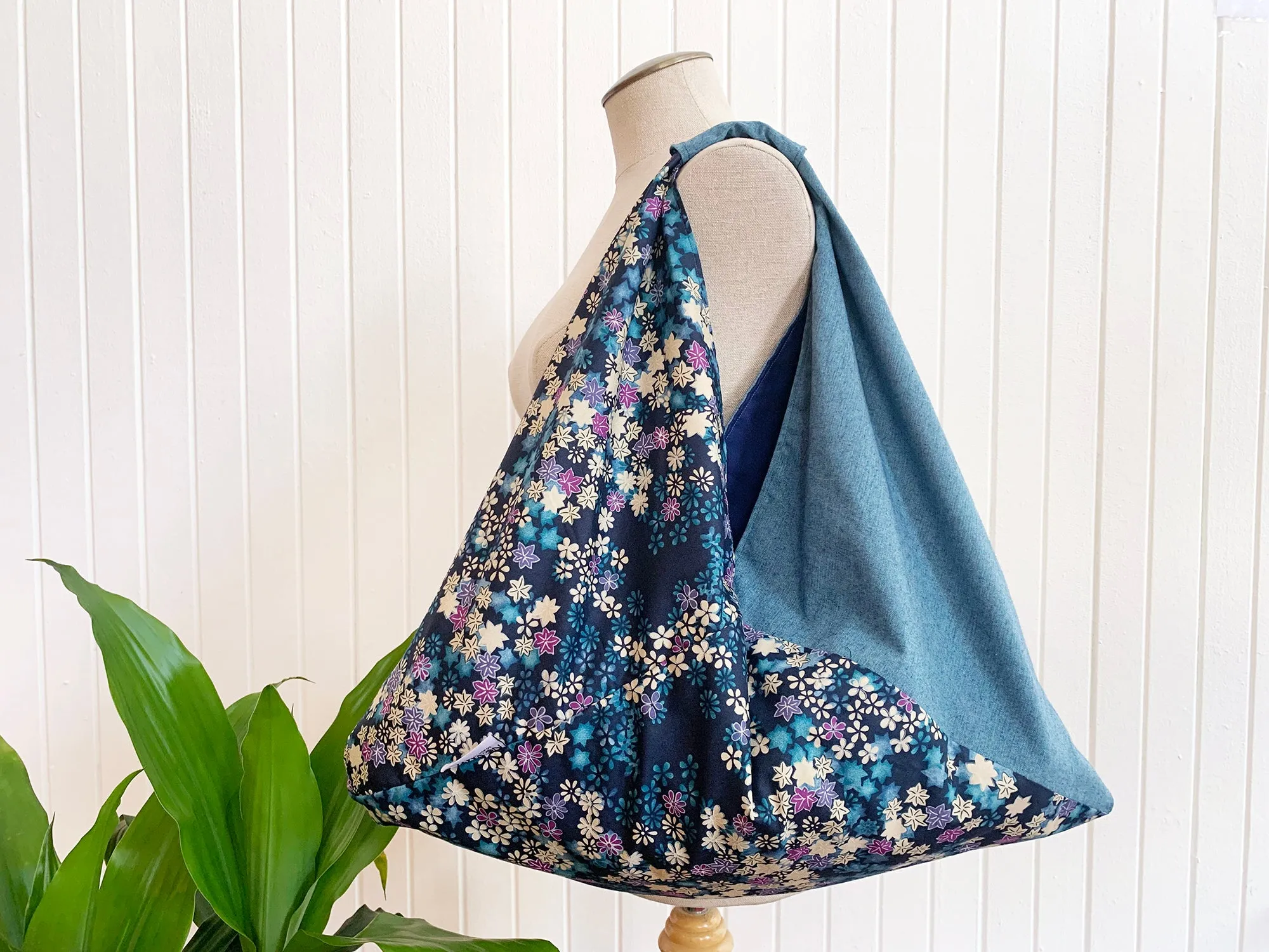 *Handmade* Origami bag | Market bag | Blue floral