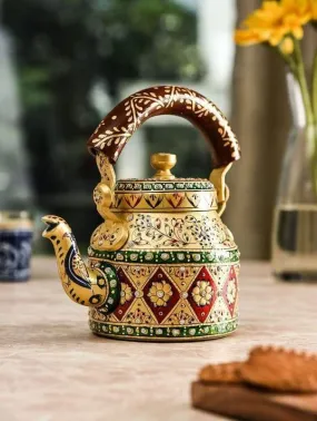 Handpainted Kaushalam Royal Jaipur Teapot in Aluminium Yellow