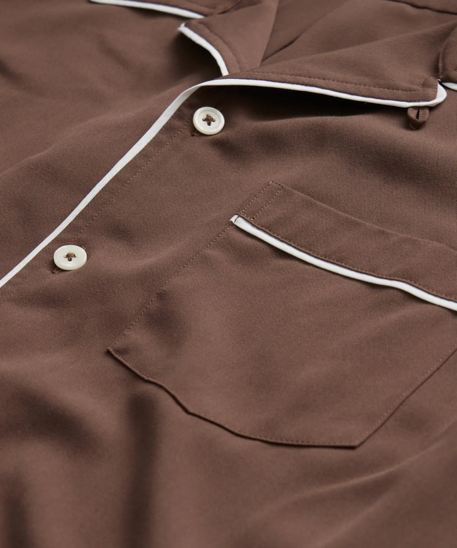 Japanese Tipped Rayon Lounge Shirt in Brown