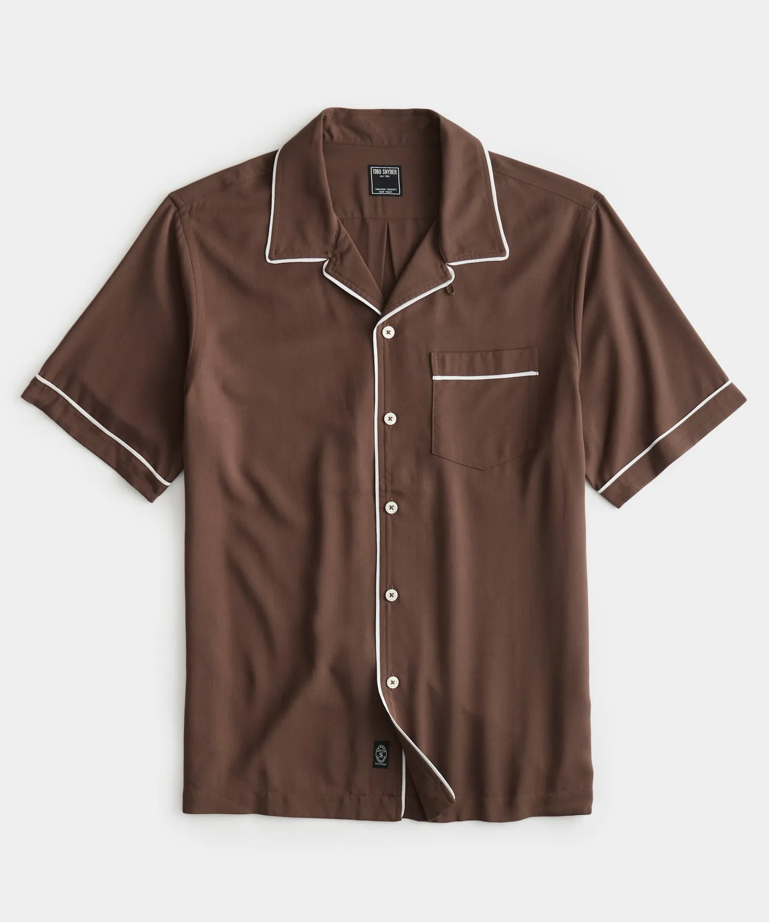 Japanese Tipped Rayon Lounge Shirt in Brown