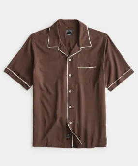 Japanese Tipped Rayon Lounge Shirt in Brown