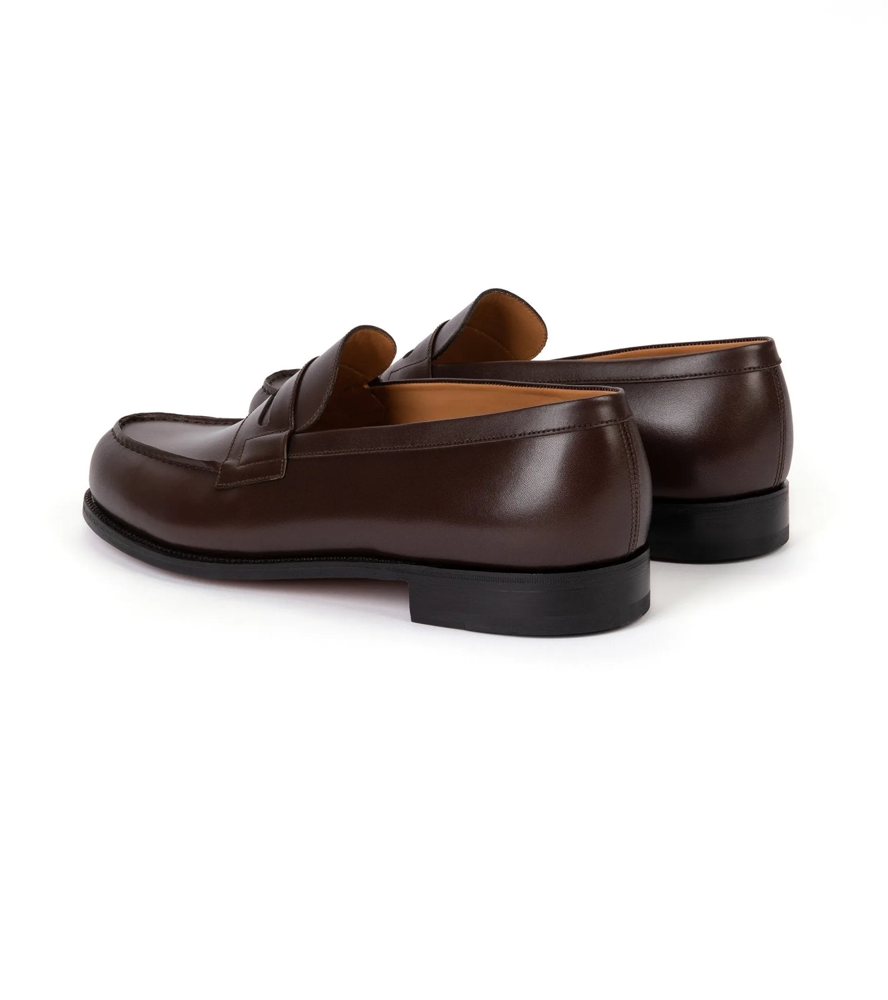 J.M. Weston Boxcalf Leather 180 Loafer: Dark Brown