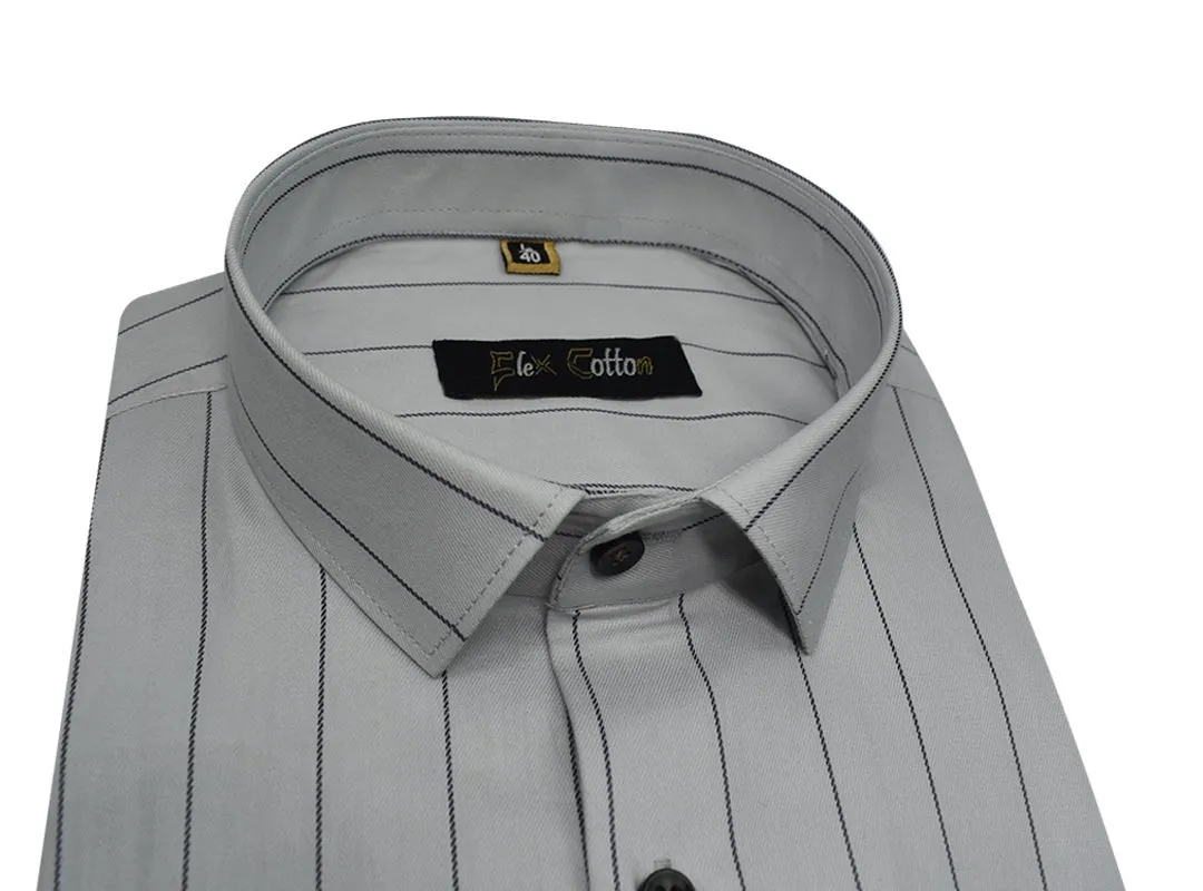 Light Grey Color Lining Cotton Shirt For Men