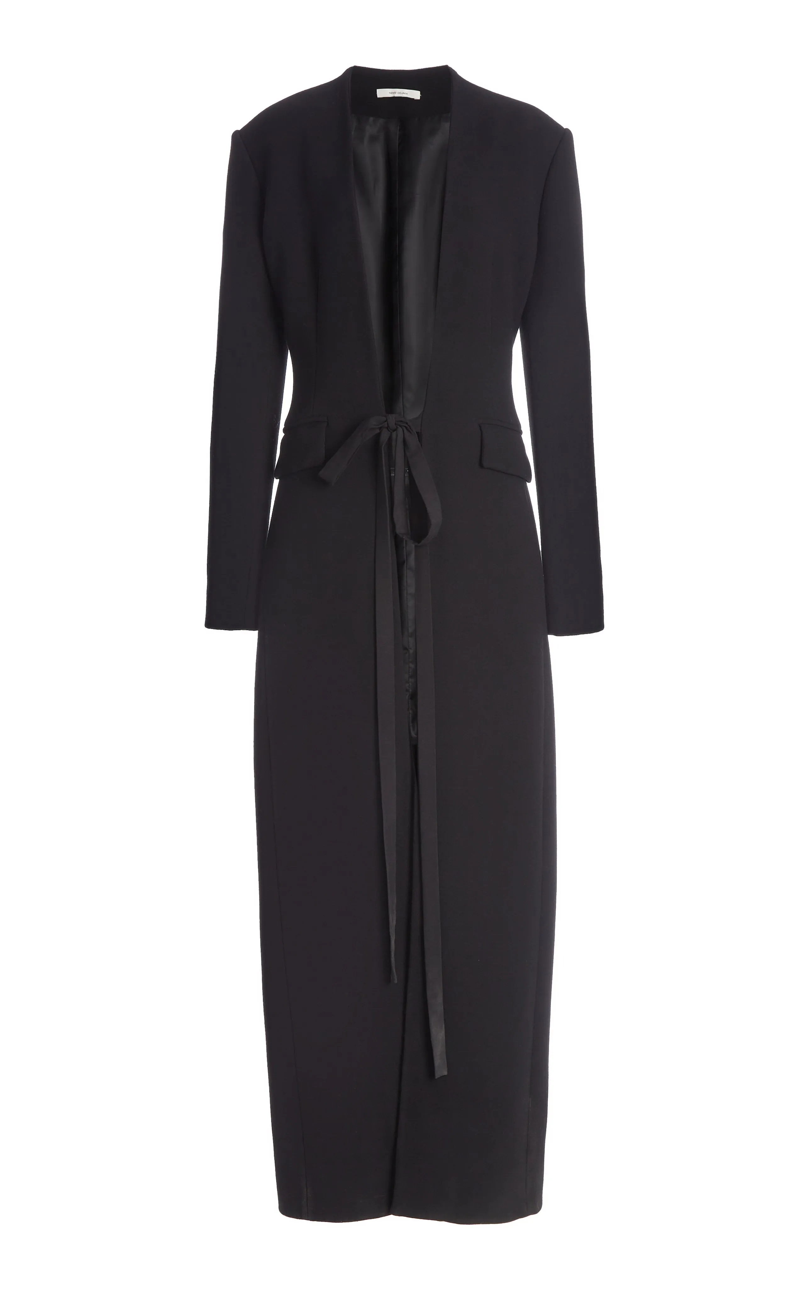 LONG WOOL COAT WITH FASTENINGS