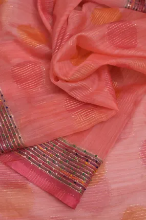 Magenta and Pink Color Dual-Tone Organza Banarasi Saree with Hand Brushing Technique and Hand Knots