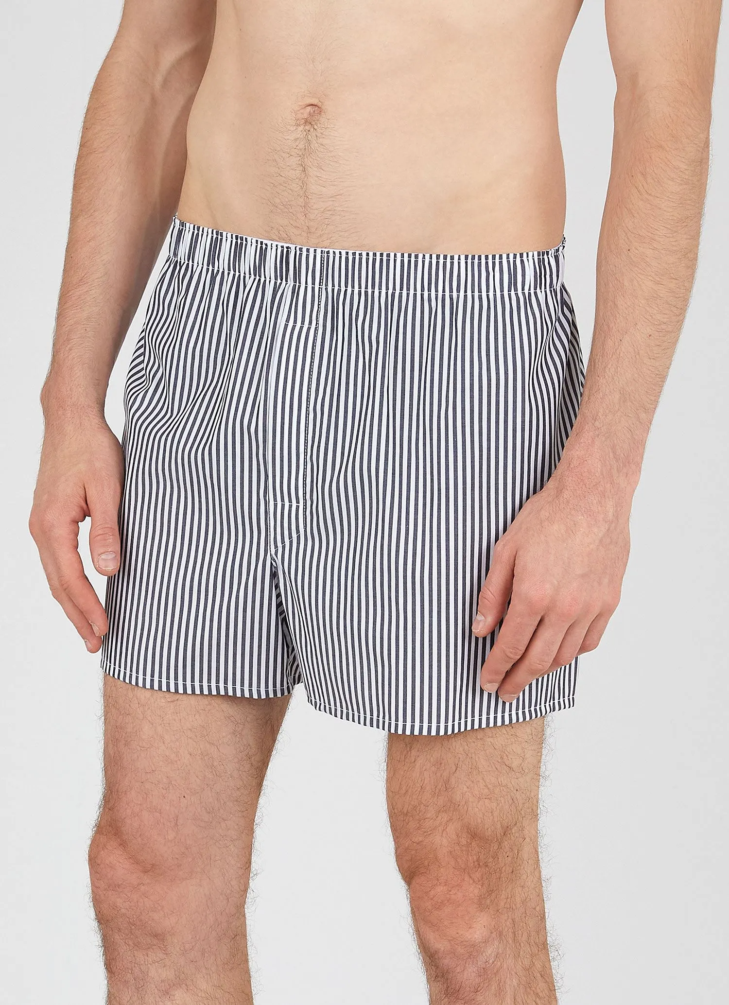 Men's Classic Boxer Shorts in White/Navy Stripe