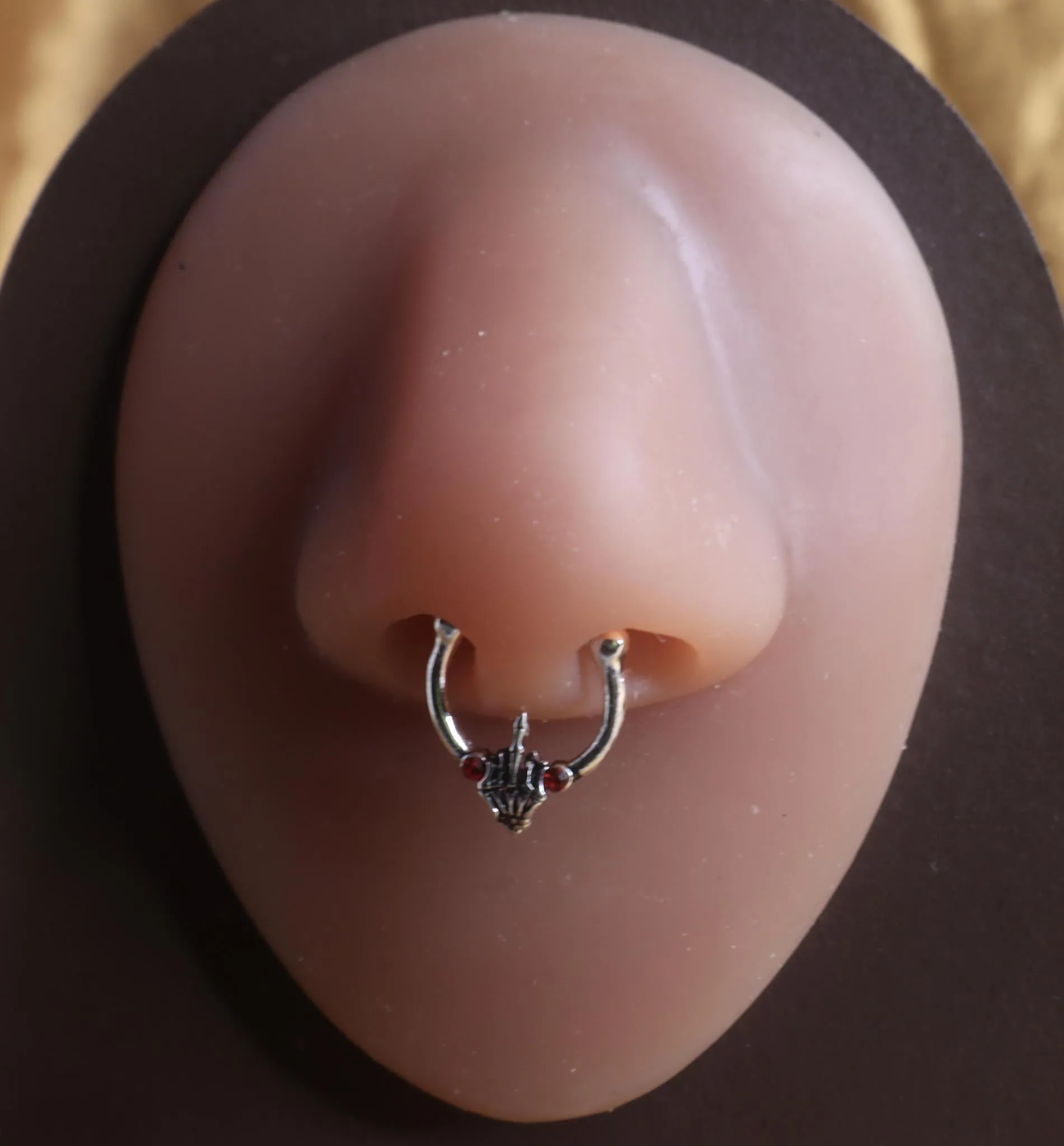 Middle Finger Skull Hand Septum Clicker Nose Hoop