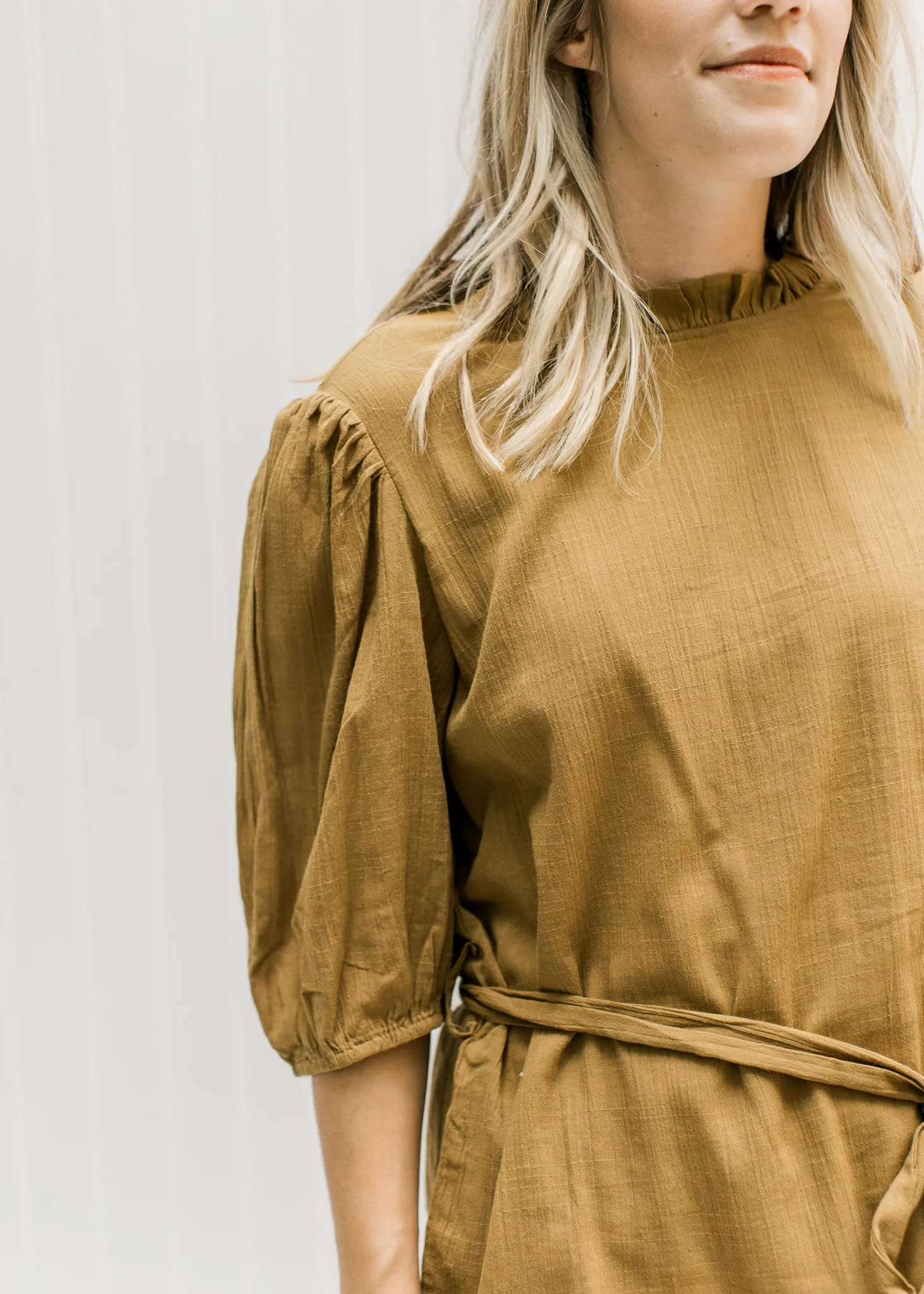 Moss Ruffle Neck Top