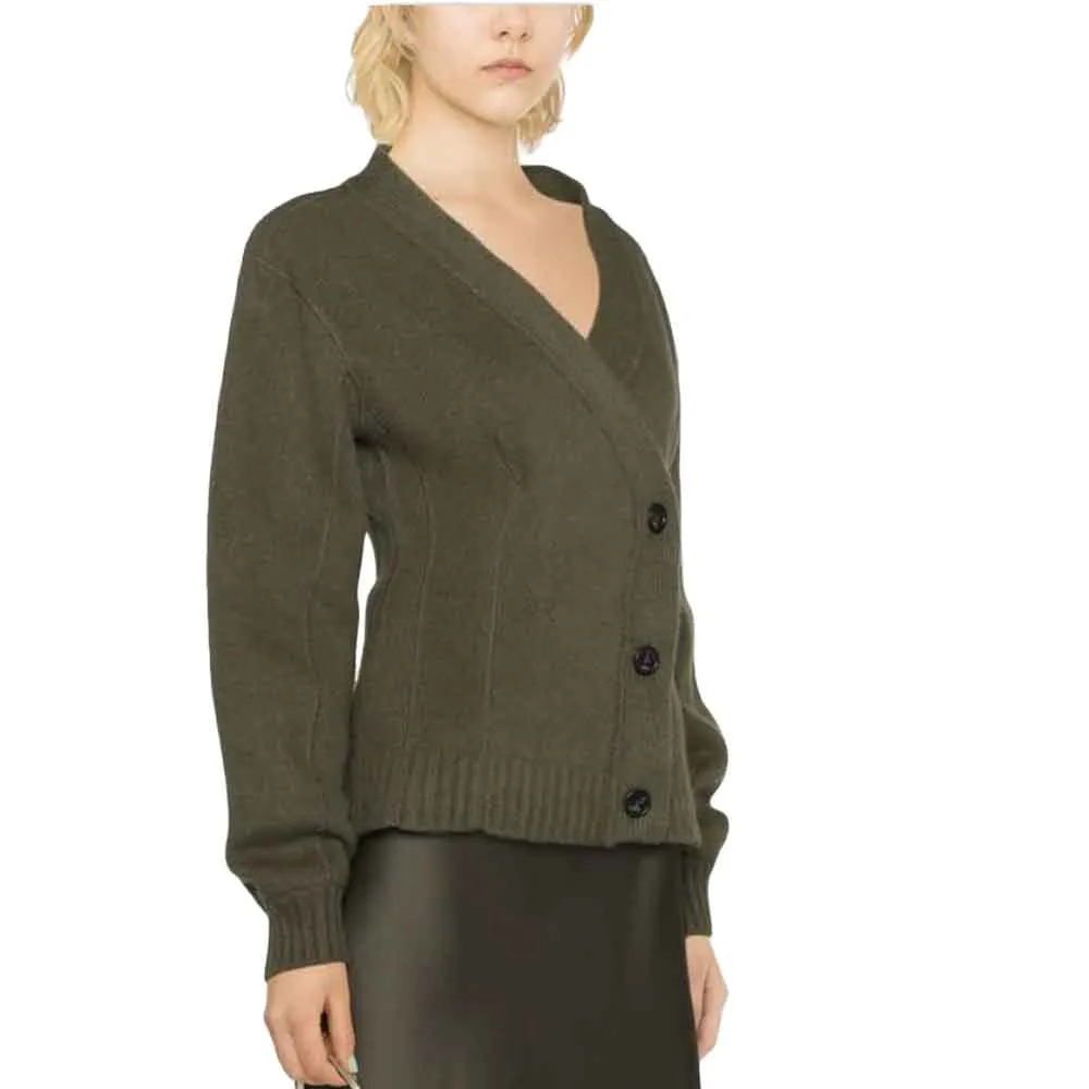 No. 21 Extended Shoulder Fleece Wool Cardigan