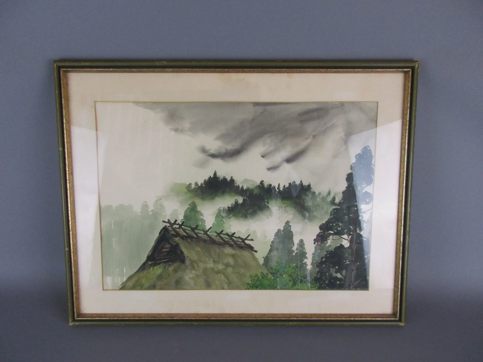 Nordic Fjords Woodland Landscape Watercolour Vintage