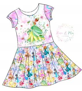 PREORDER - Whimsical Princesses - Isla DRESS w/panel - Frog Princess