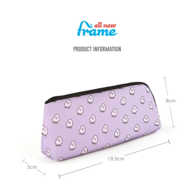 Purple Characters Graphic Pencil Cases Stationery Zipper School 19cm Office Cosmetics Pouches Artists Designer Prints Gifts Bags Purses Students Girls Cute Teens Inner Pocket