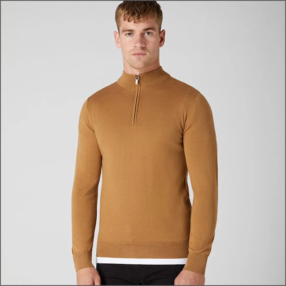 Remus Uomo Tapered Fit Merino Wool-Blend Half Zip Sweater>>