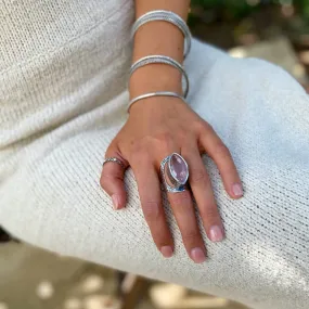 Rose Quartz Ring With Marquise Gemstone - Catalaya