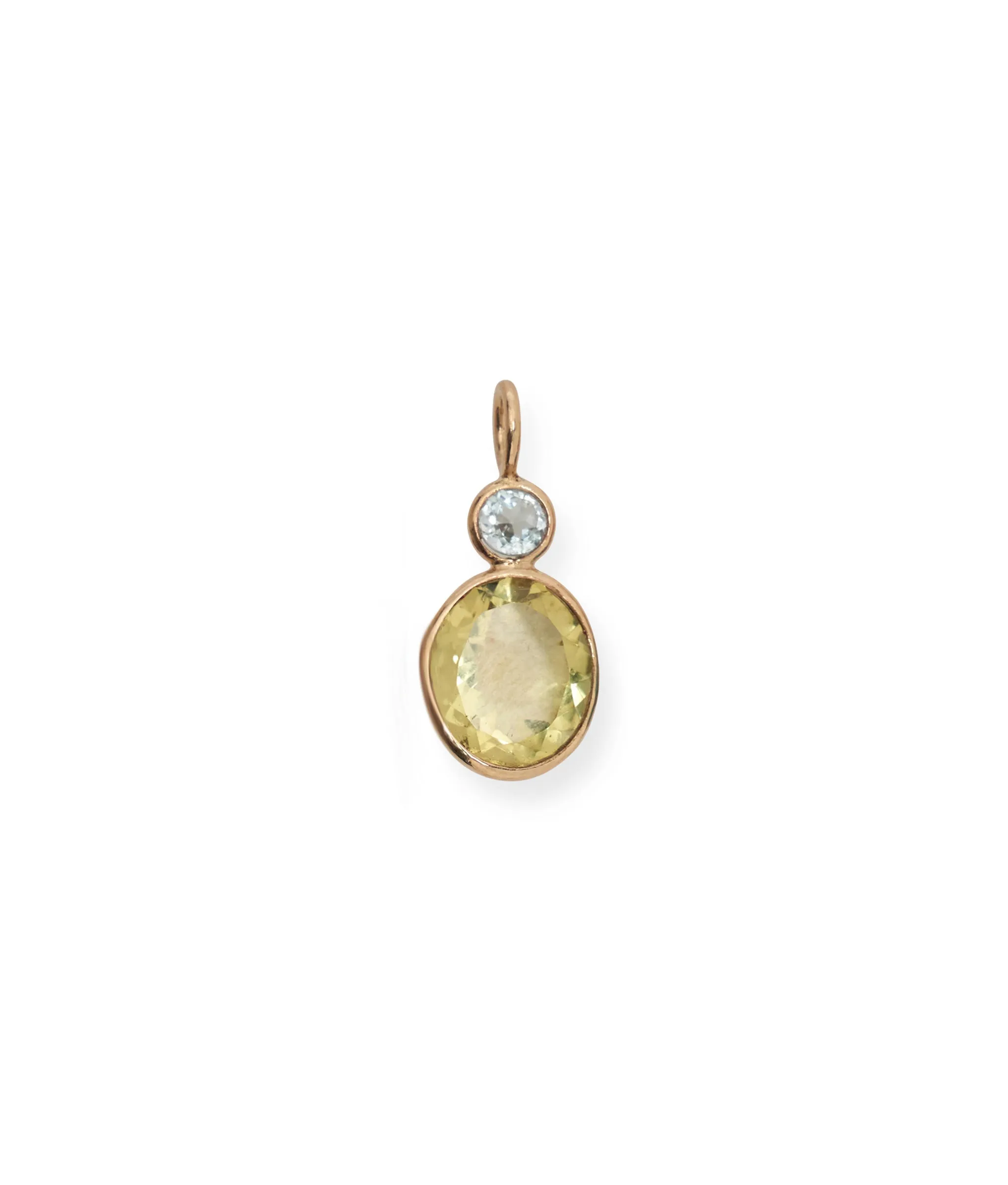 Sky Blue Topaz & Lemon Quartz 14k Gold Necklace Charm