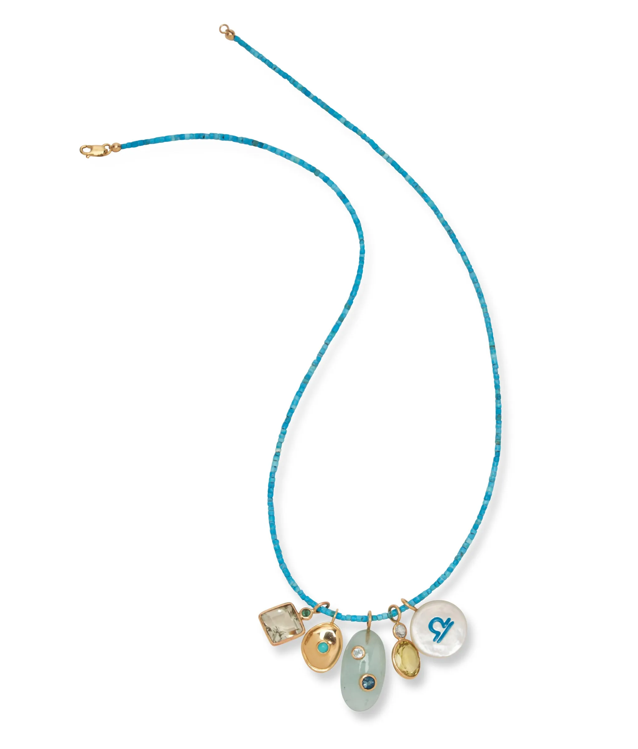 Sky Blue Topaz & Lemon Quartz 14k Gold Necklace Charm