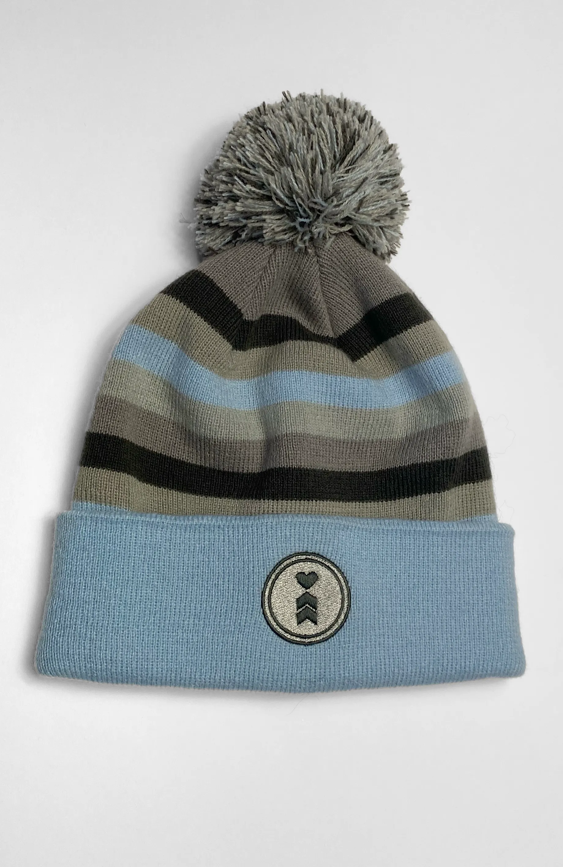 Striped Pom Pom Beanie