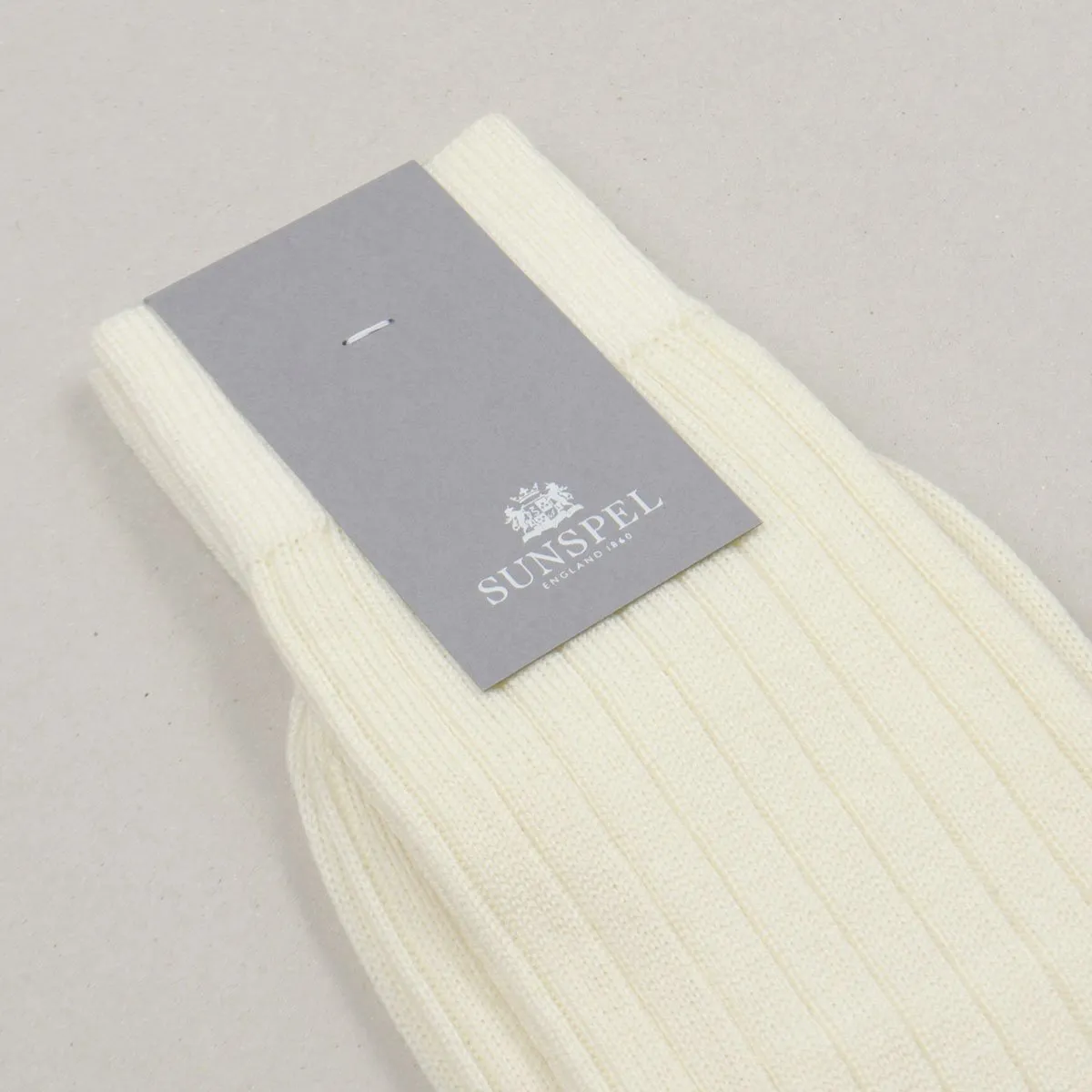 Sunspel - Merino Rib Socks - Archive White