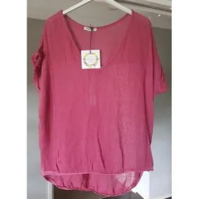 Talia Benson Rasberry Linen T Shirt