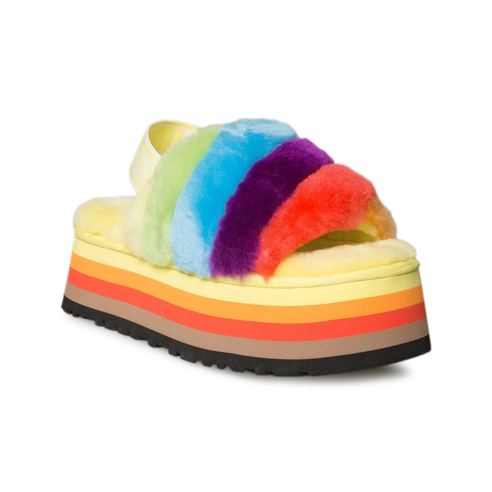 UGG Disco Stripe Slide Pride Rainbow Combo Slippers - Women's