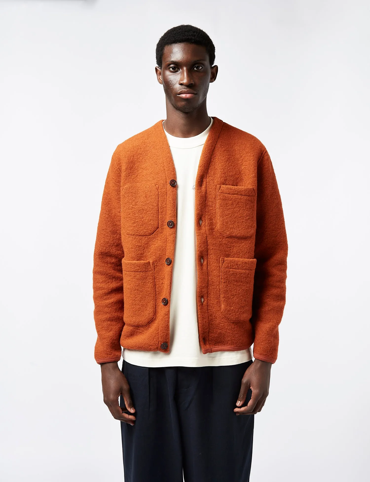 Universal Works Cardigan (Wool) - Orange