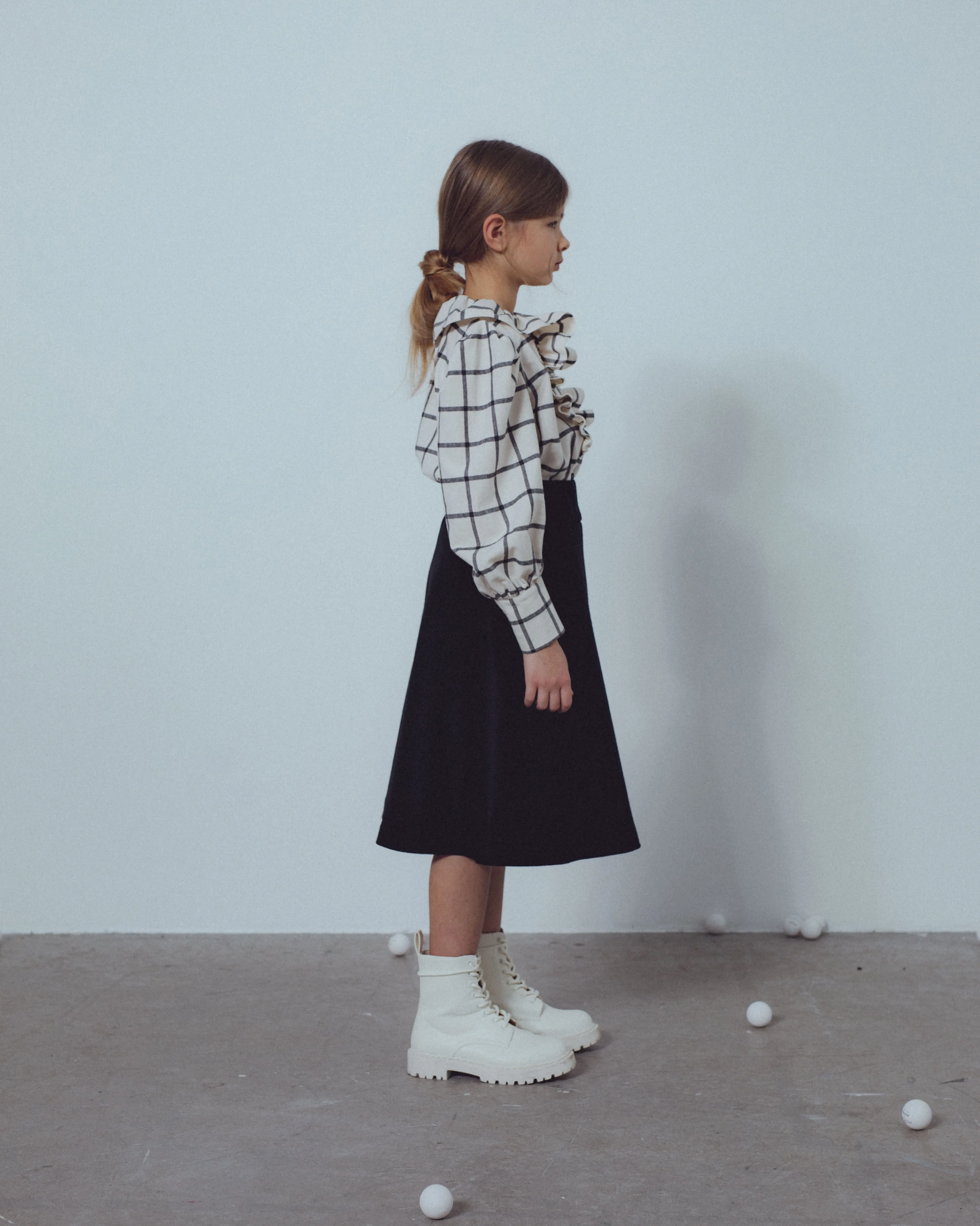 UNLABEL FW23 Anticipate A-Line Wool Skirt in Black