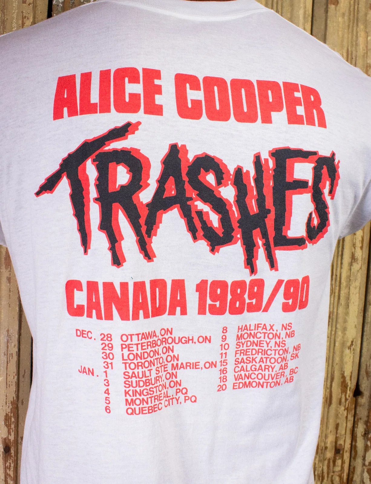 Vintage Alice Cooper Trash Canada Concert T Shirt 1989/90 White XL