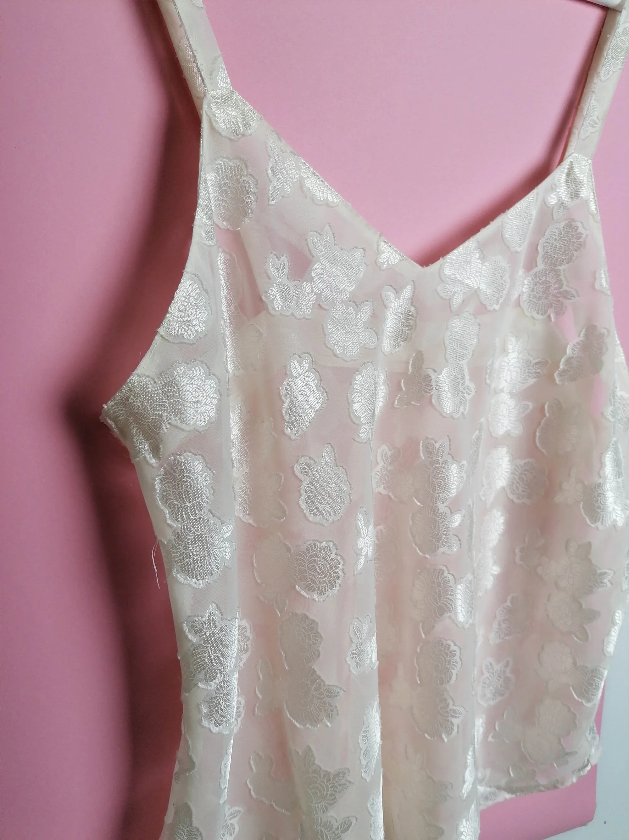 Vintage Butter-white Sheer Cami - size M-L