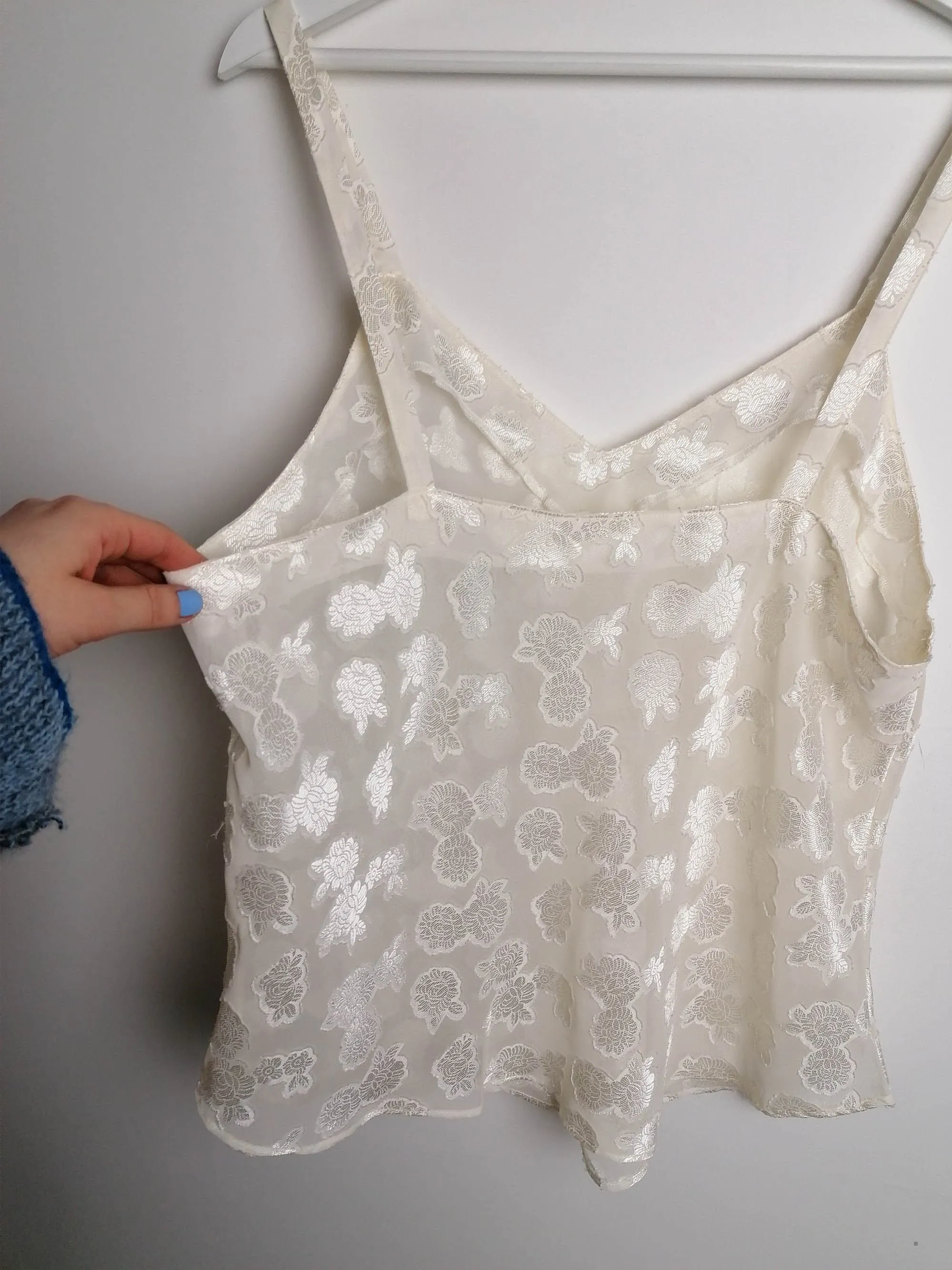 Vintage Butter-white Sheer Cami - size M-L