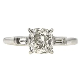 Vintage Engagement Ring, Cushion Cut 1.53ct.