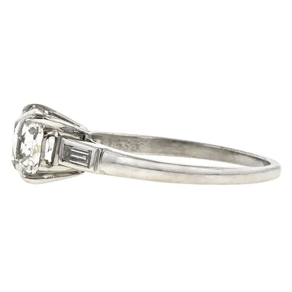 Vintage Engagement Ring, Cushion Cut 1.53ct.