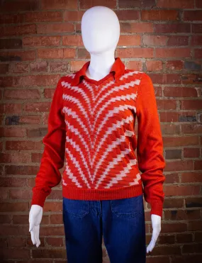 Vintage Orange Bolt Sweater 70s XS