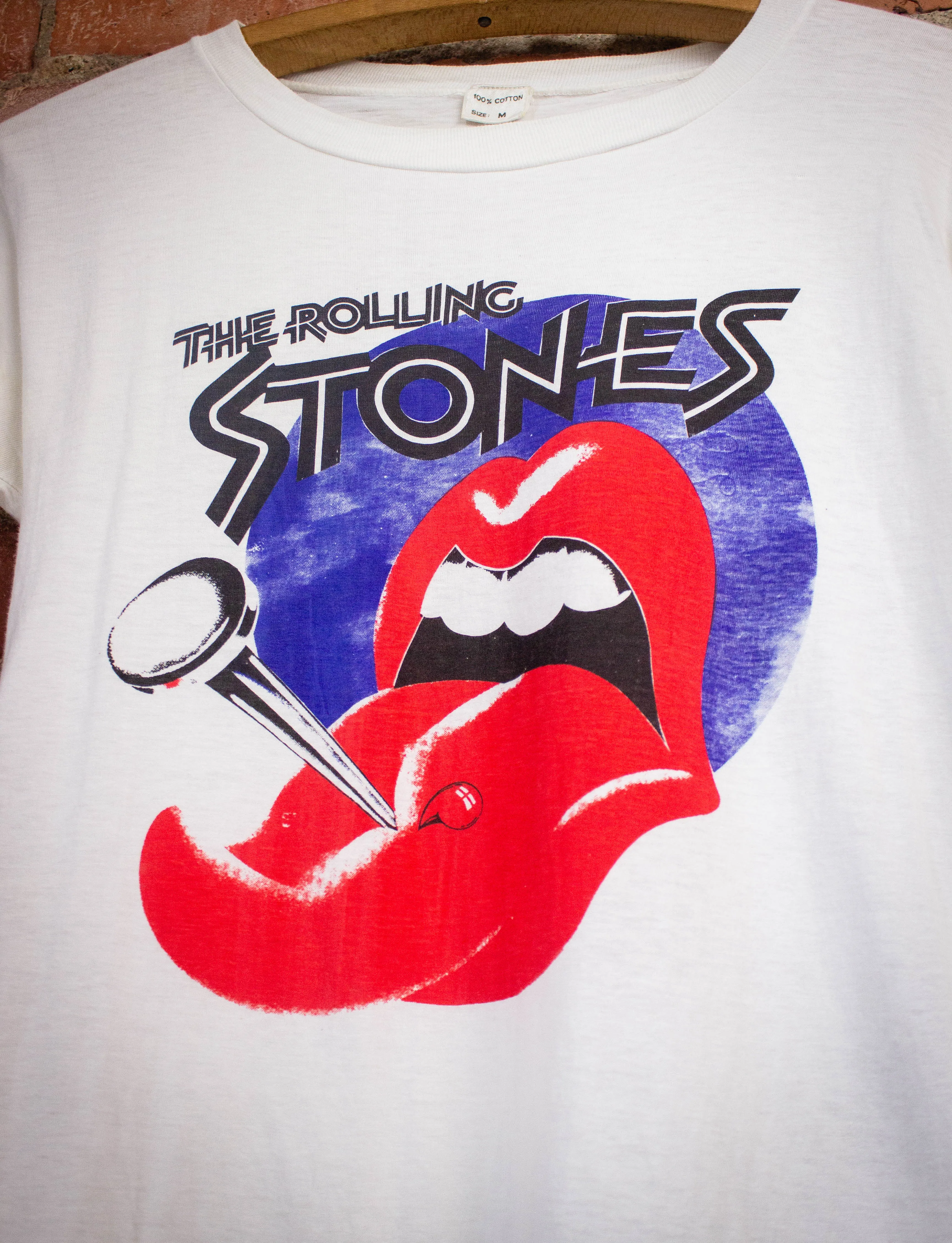 Vintage Rolling Stones Tongue Spike Concert T Shirt 70s White Small