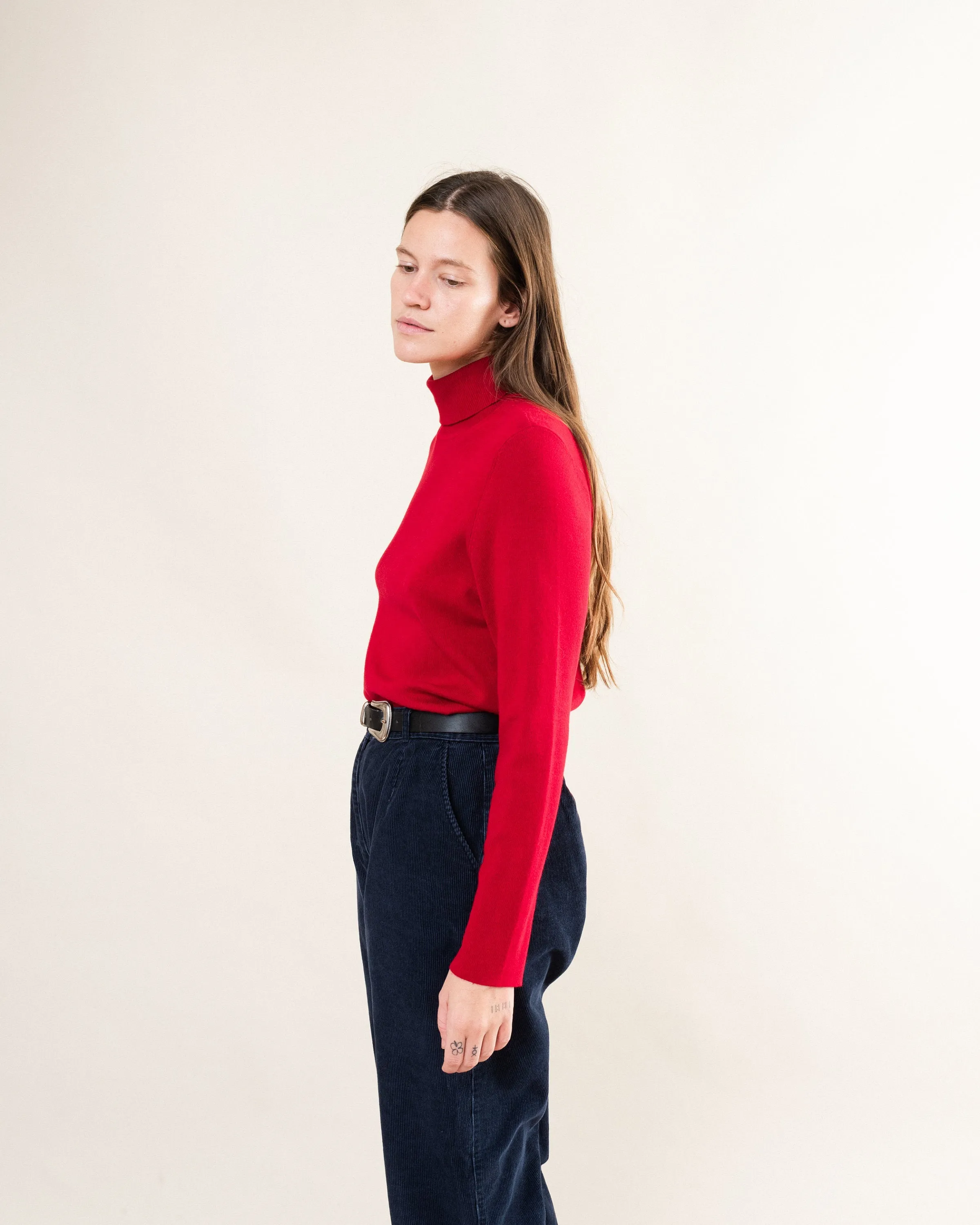 Vintage Wine Red Turtleneck Sweater (S/M)