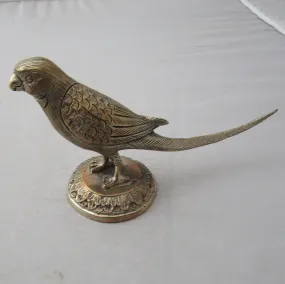 White Metal Parakeet Figurine Paperweight Vintage Mid Century c1960