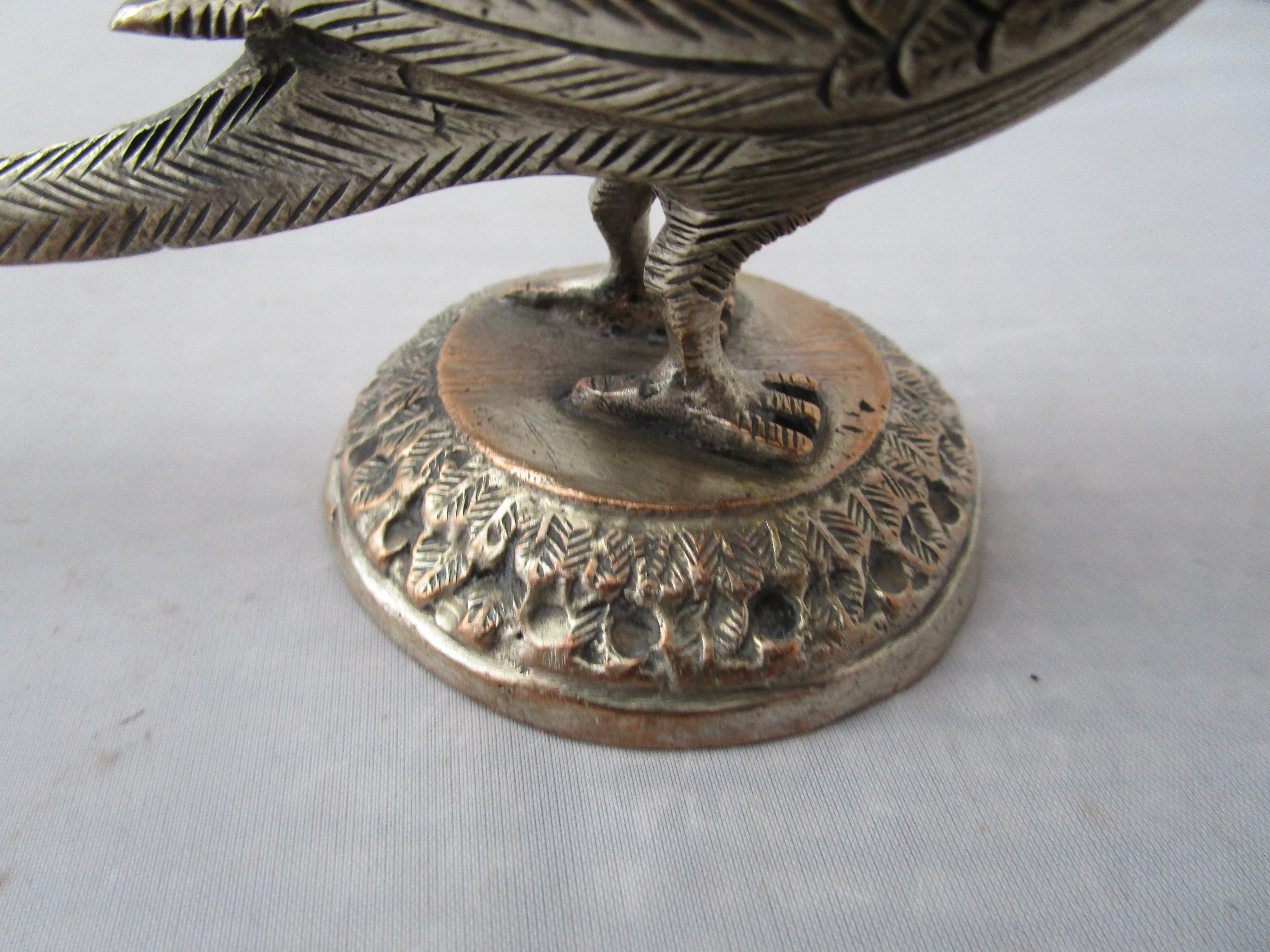 White Metal Parakeet Figurine Paperweight Vintage Mid Century c1960