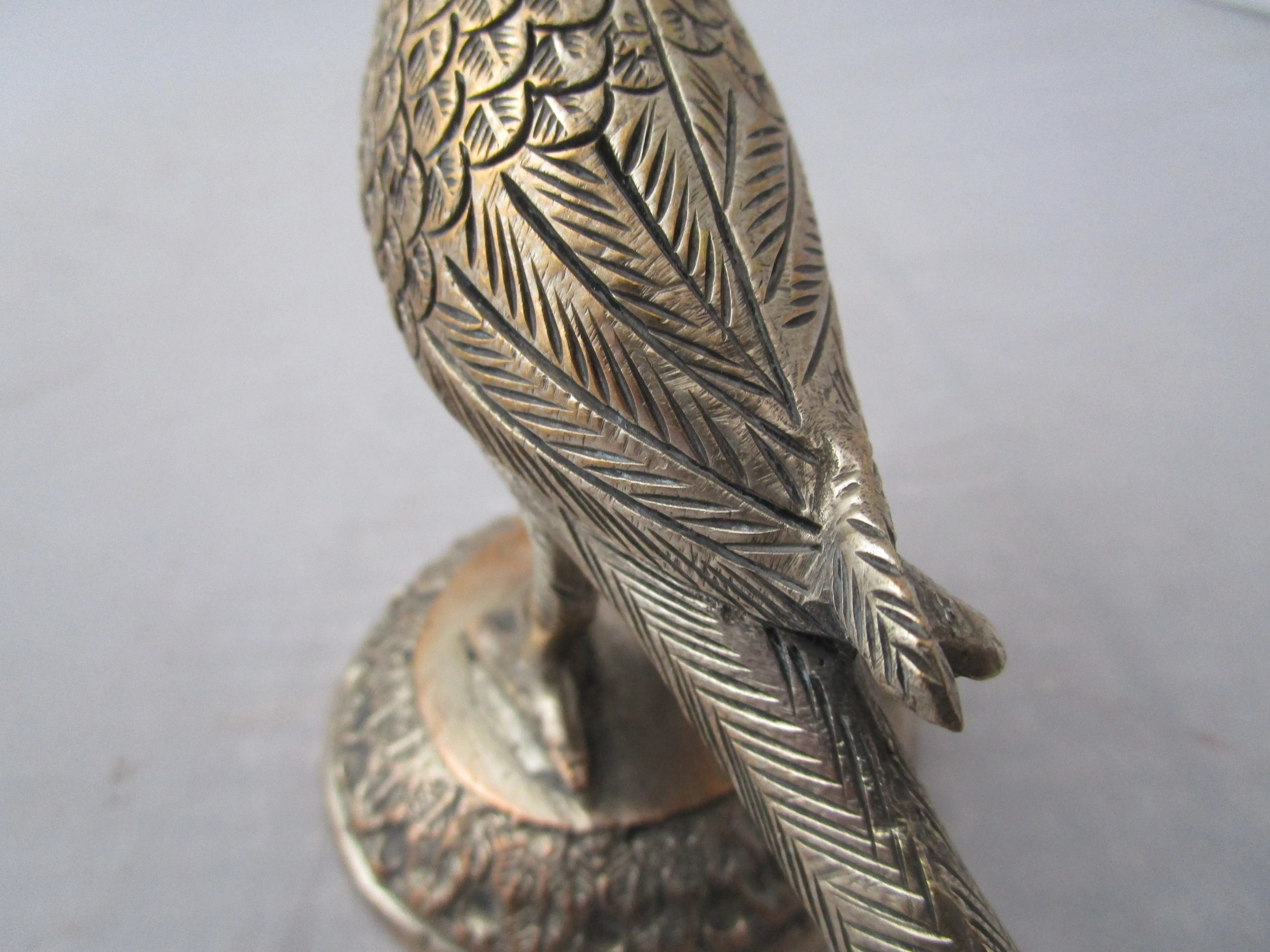 White Metal Parakeet Figurine Paperweight Vintage Mid Century c1960