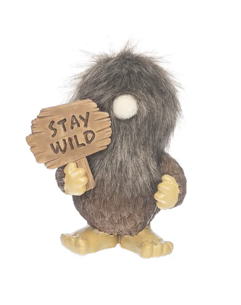 Wilderness Explorer Bigfoot Figurine: 5.5" Tall with 'Stay Wild' Sign