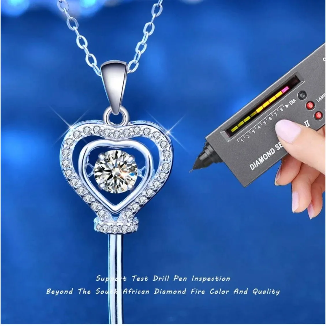 Yolette Diamond Key Heart Necklace